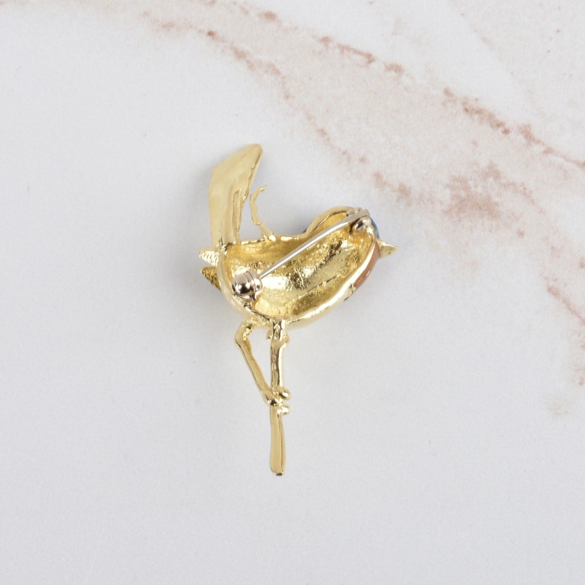 14K and Enamel Bird Brooch