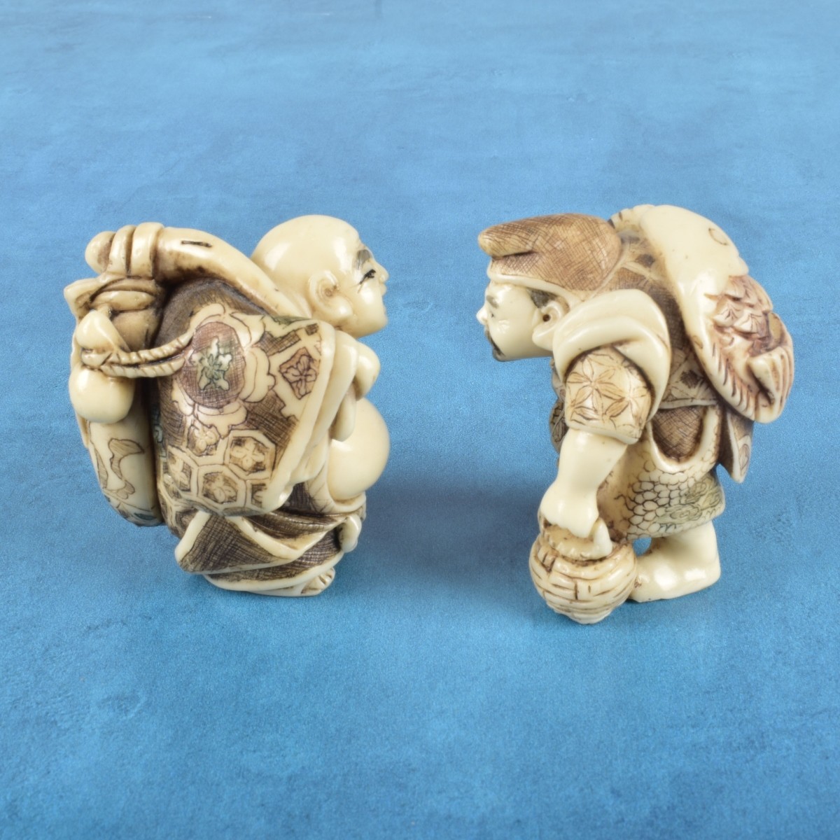 Two Antique Japanese Carved Figurines