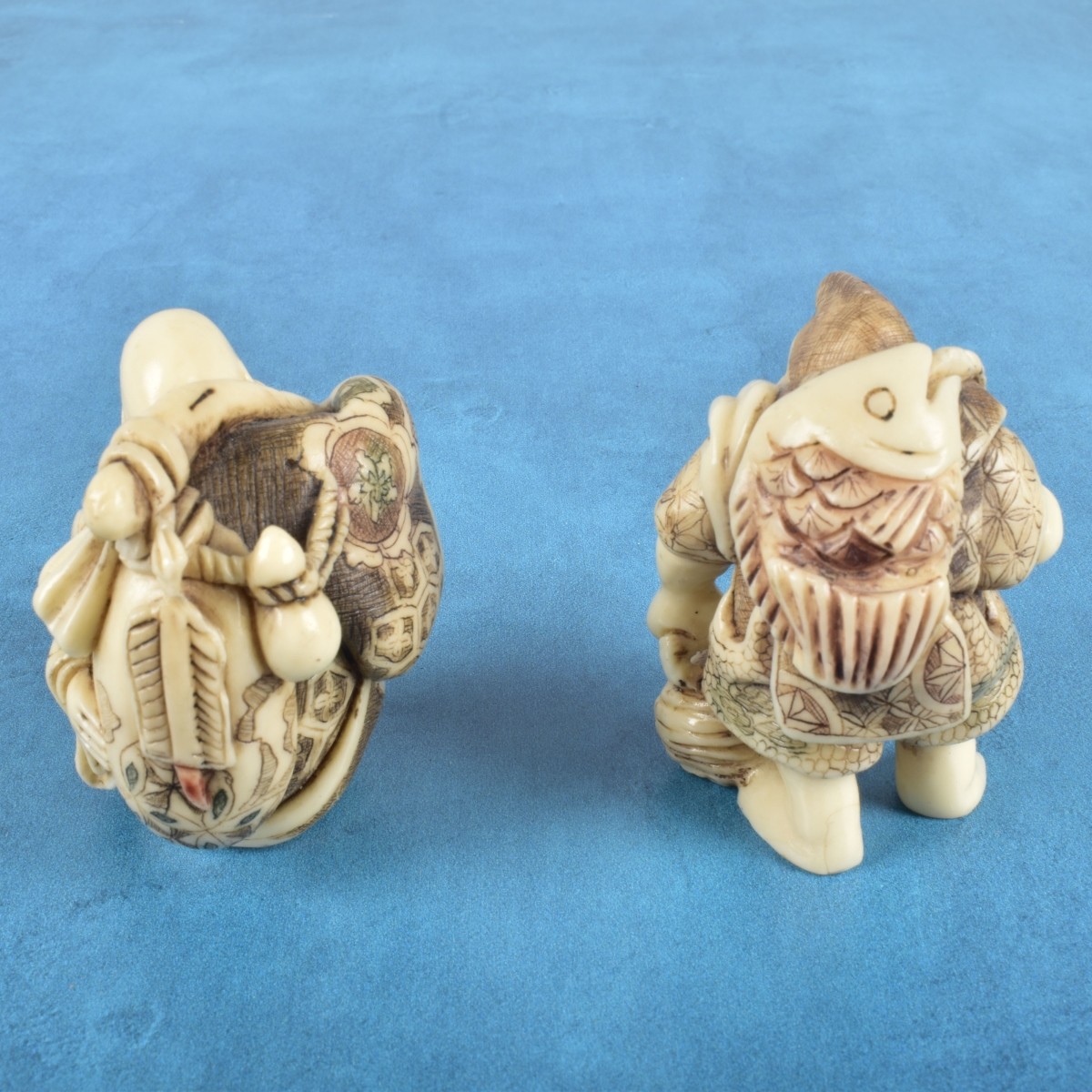 Two Antique Japanese Carved Figurines