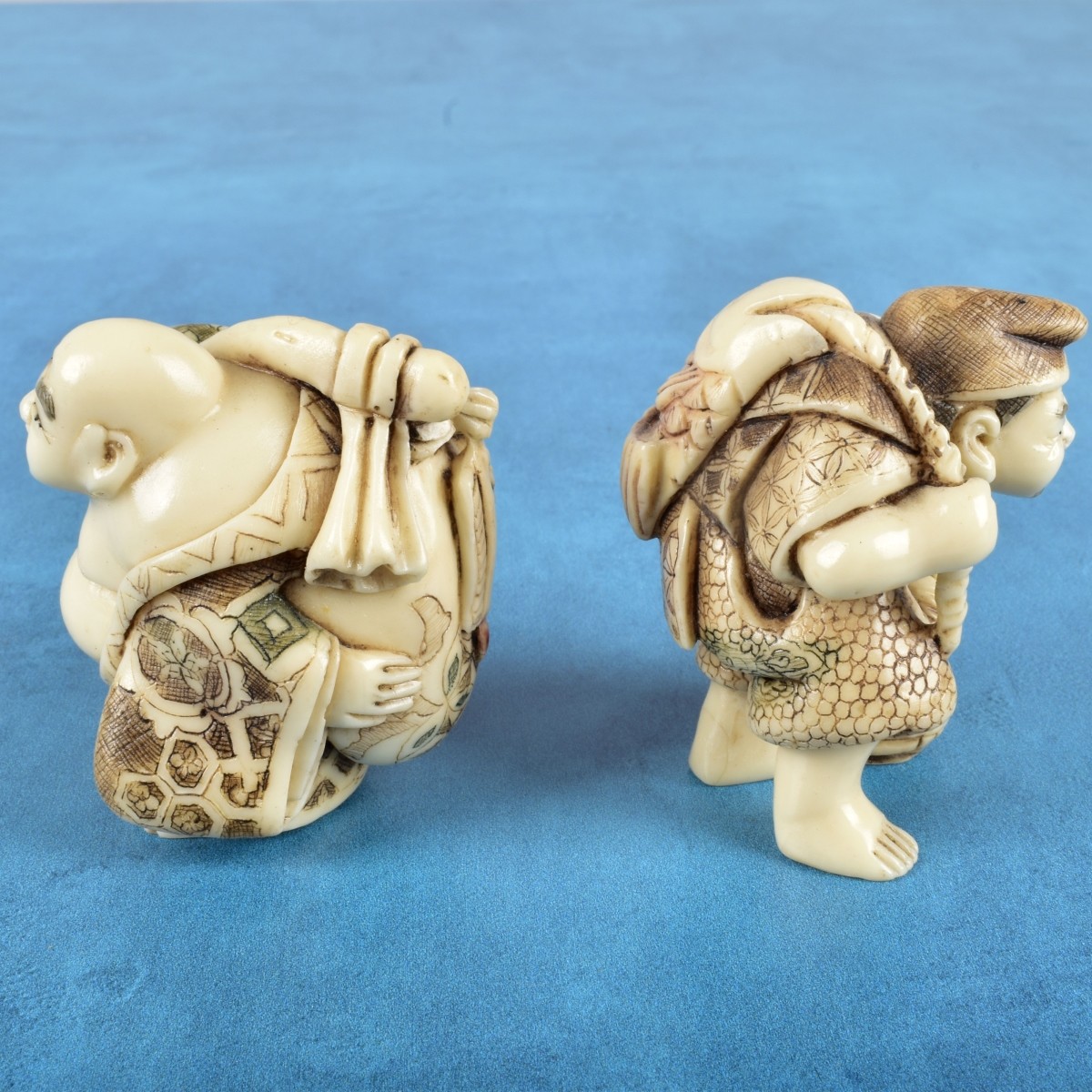 Two Antique Japanese Carved Figurines