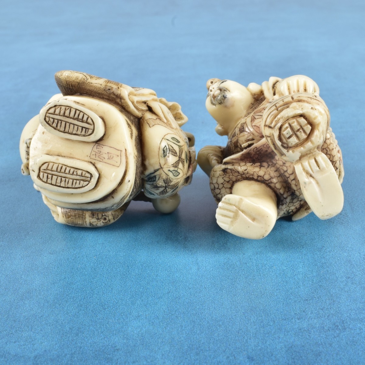 Two Antique Japanese Carved Figurines