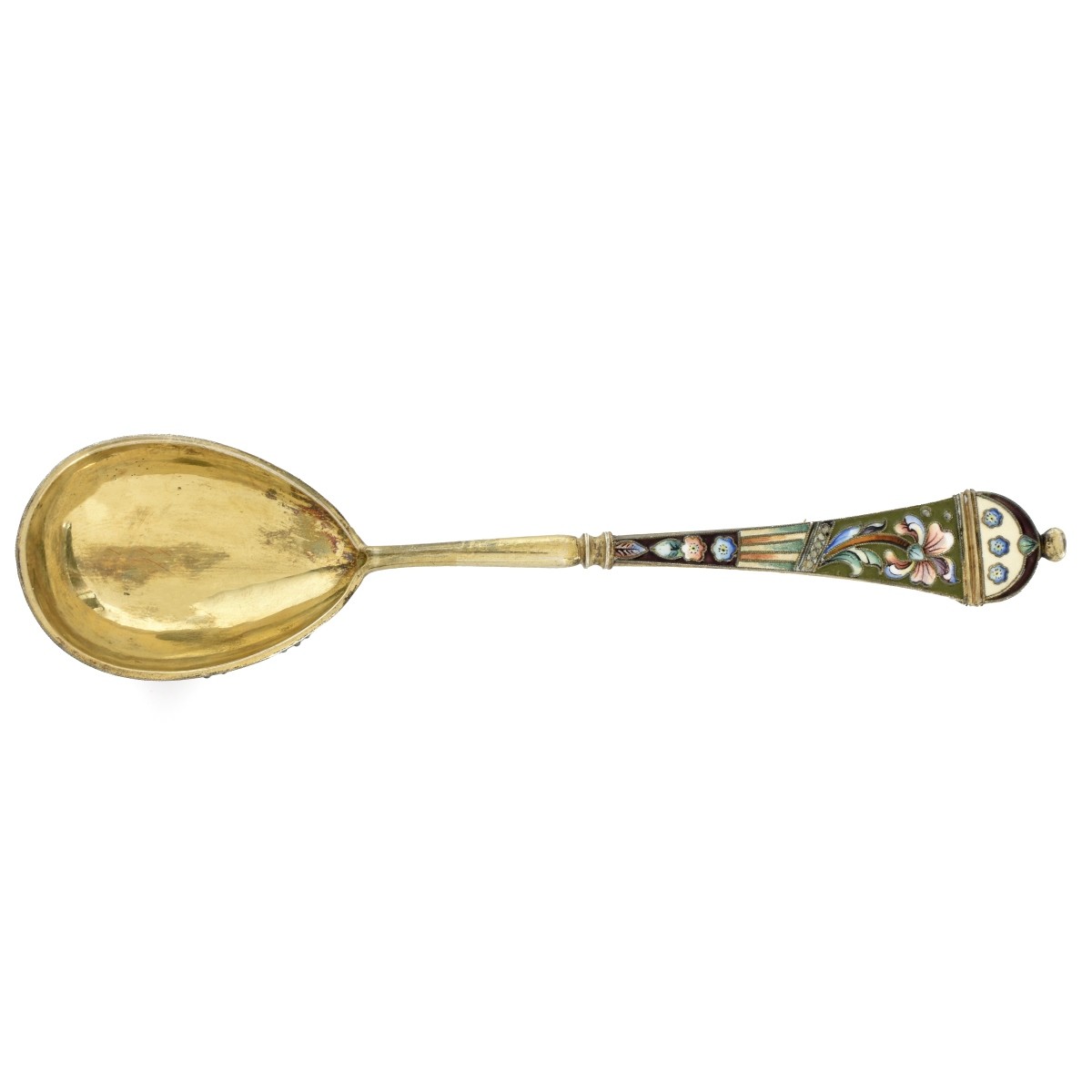 Russian Enamel Silver Gilt Tablespoon