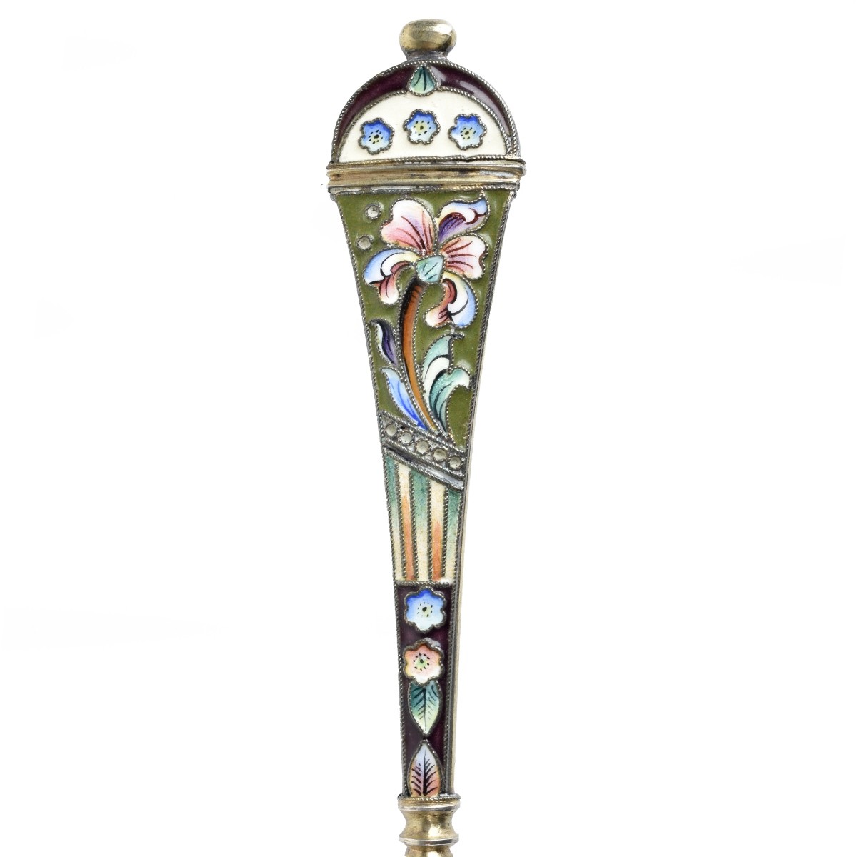 Russian Enamel Silver Gilt Tablespoon