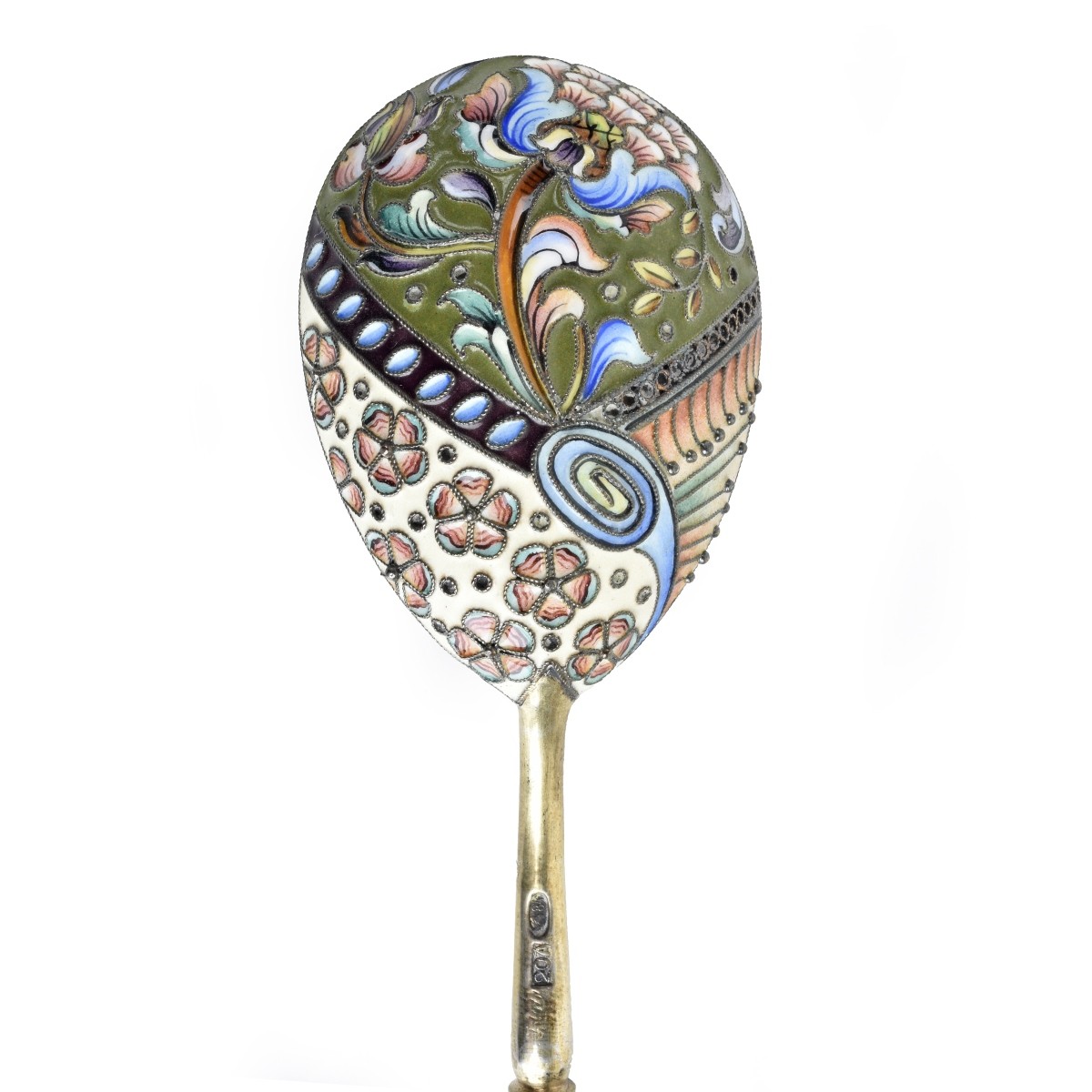 Russian Enamel Silver Gilt Tablespoon