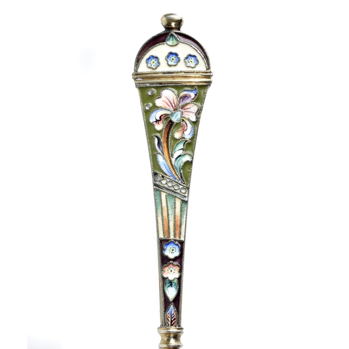 Russian Enamel Silver Gilt Tablespoon