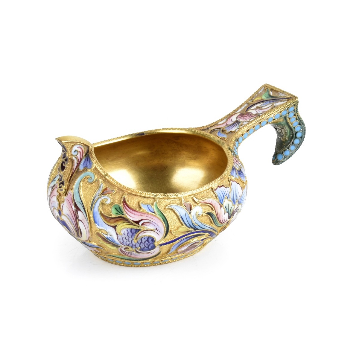 Russian Enamel Silver Gilt Kovsh