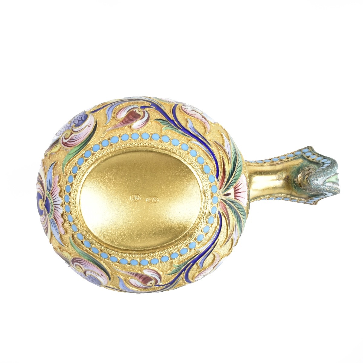 Russian Enamel Silver Gilt Kovsh