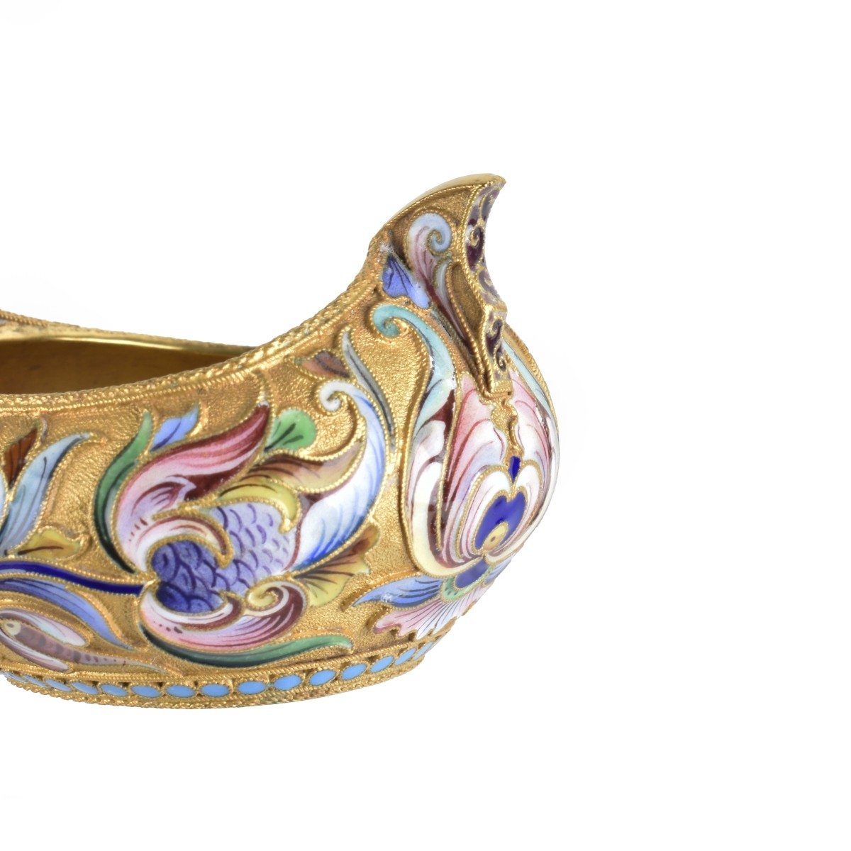 Russian Enamel Silver Gilt Kovsh