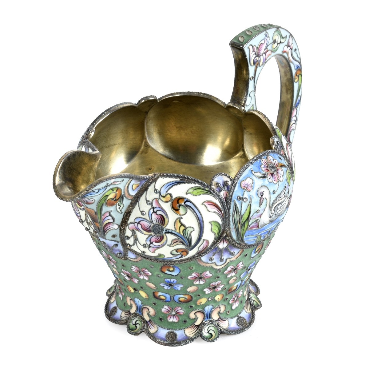 Russian Enamel Silver Gilt Creamer