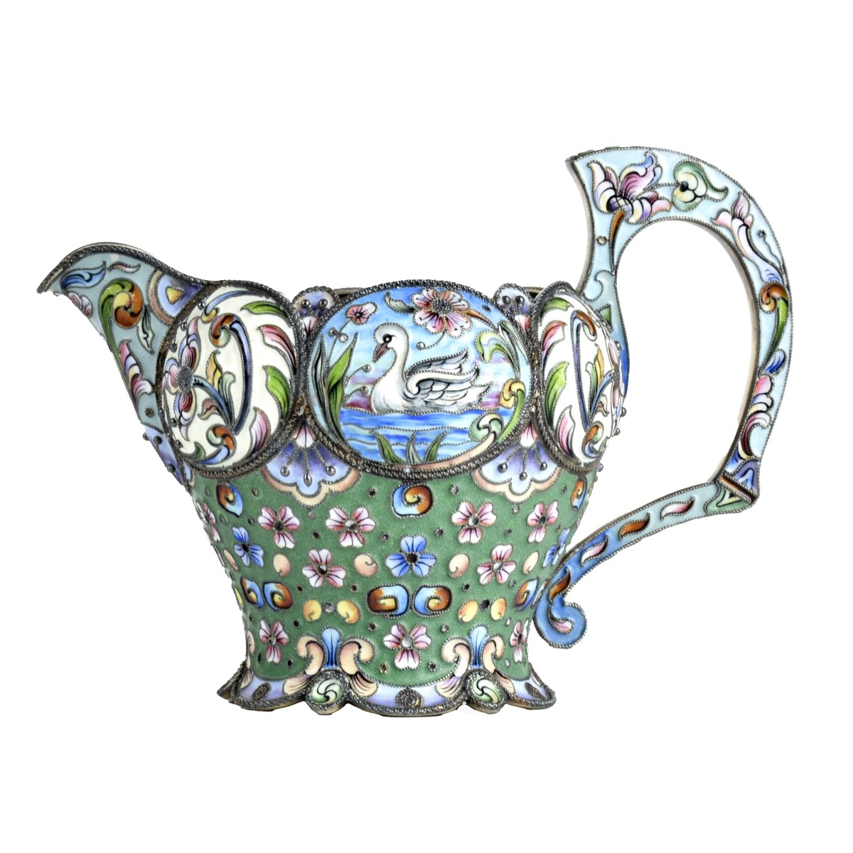 Russian Enamel Silver Gilt Creamer