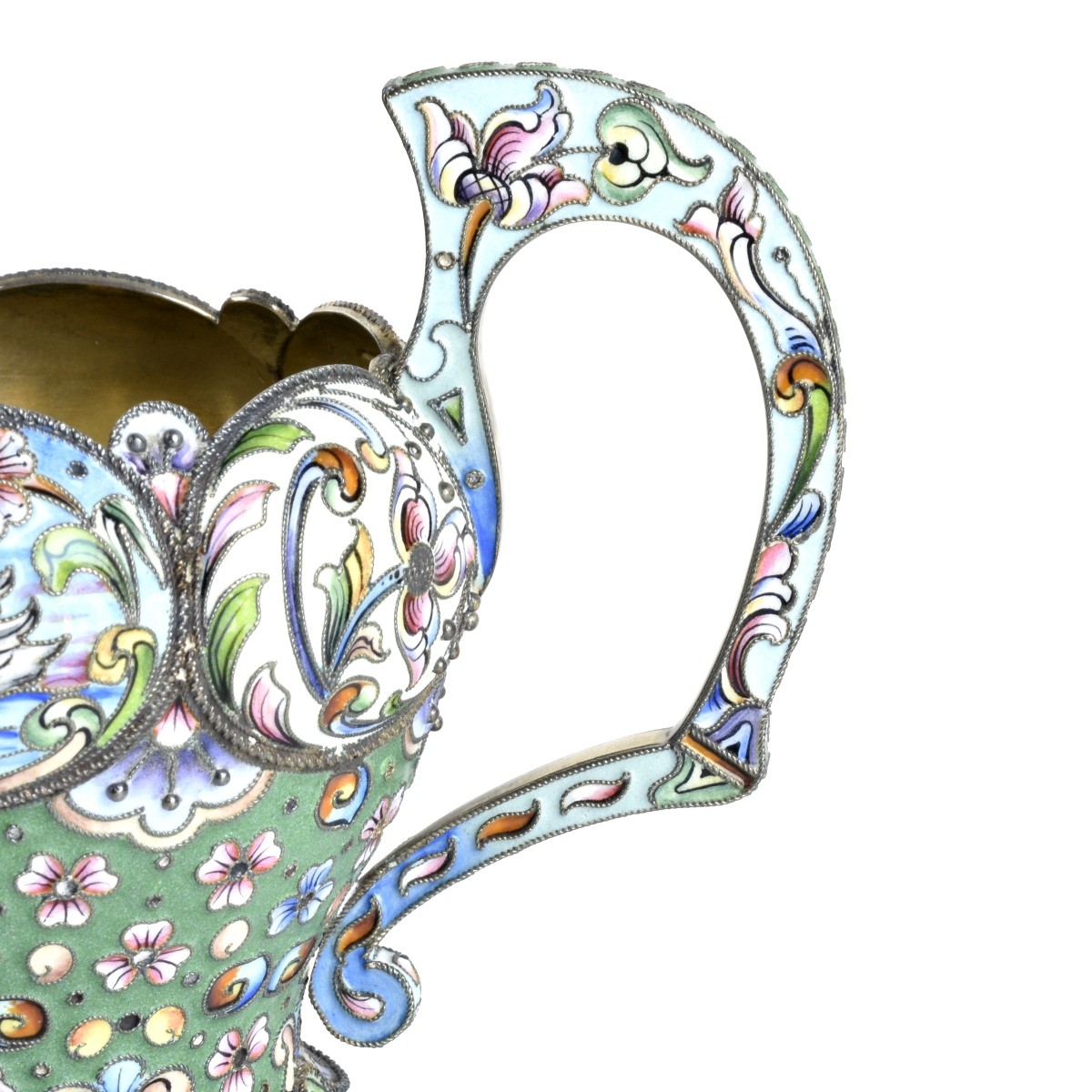 Russian Enamel Silver Gilt Creamer