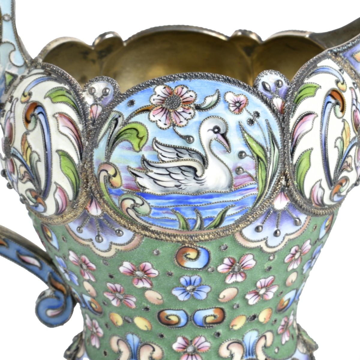 Russian Enamel Silver Gilt Creamer