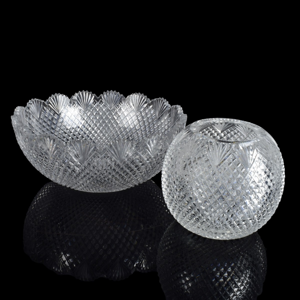 Six Cut Crystal Matching Tableware