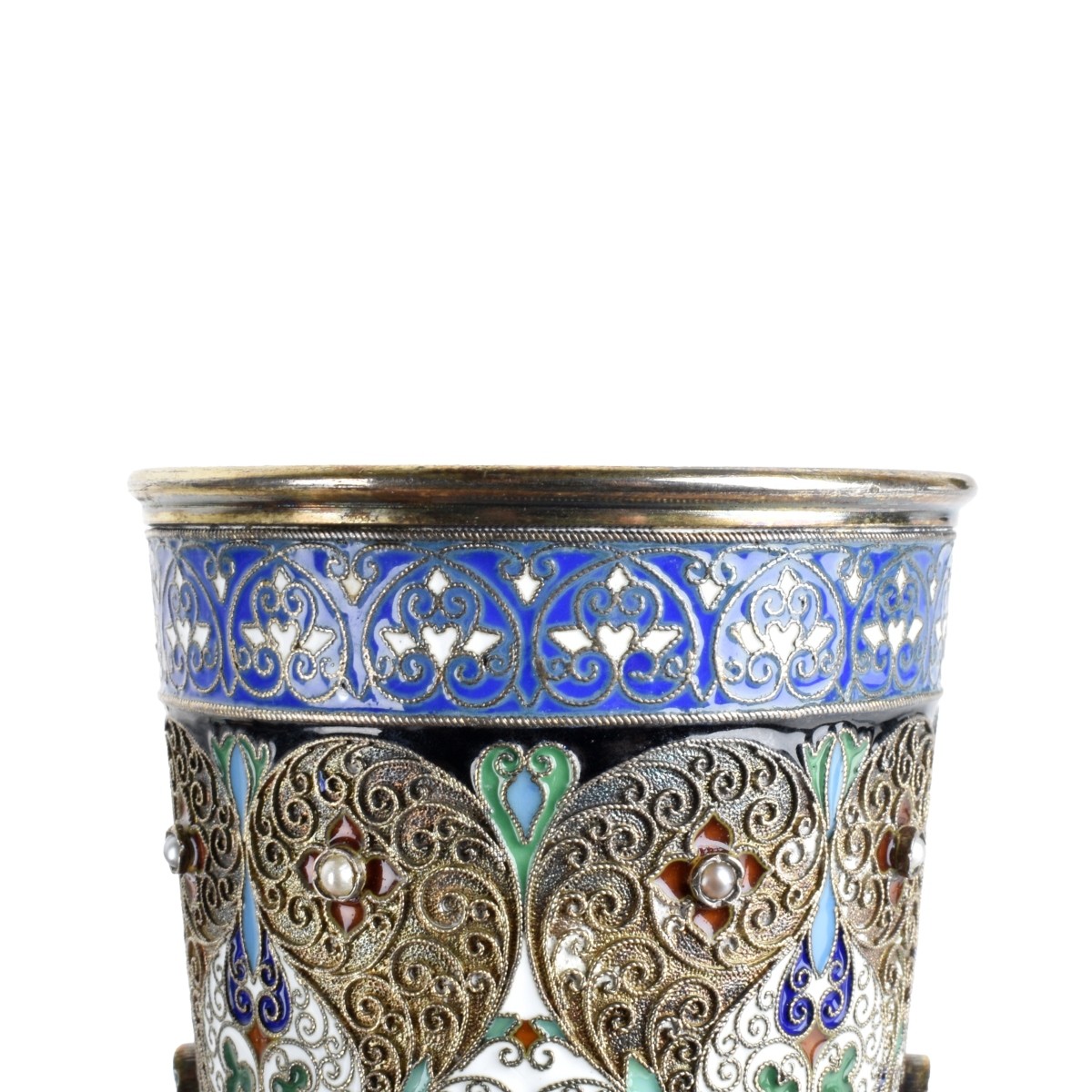 Russian Enamel Silver Gilt Wine Beaker