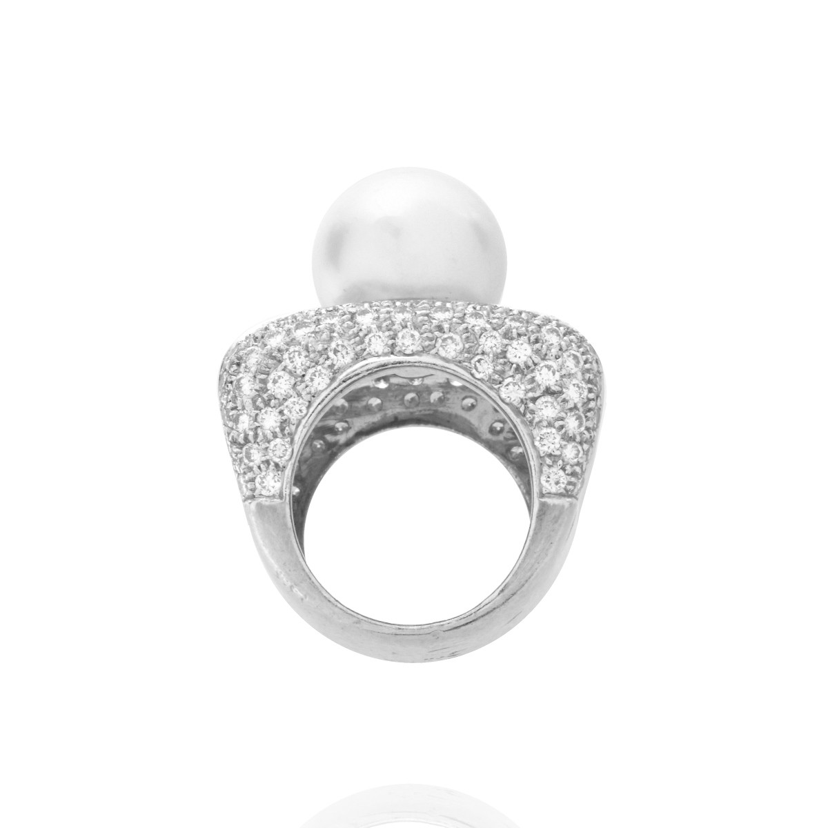 Diamond, Pearl and 18K Ring