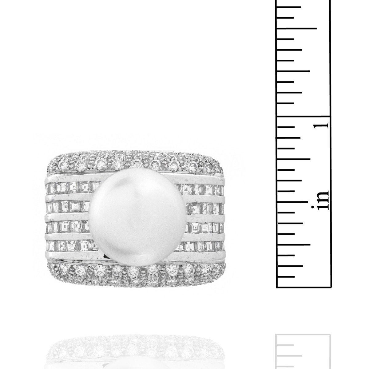 Diamond, Pearl and 18K Ring