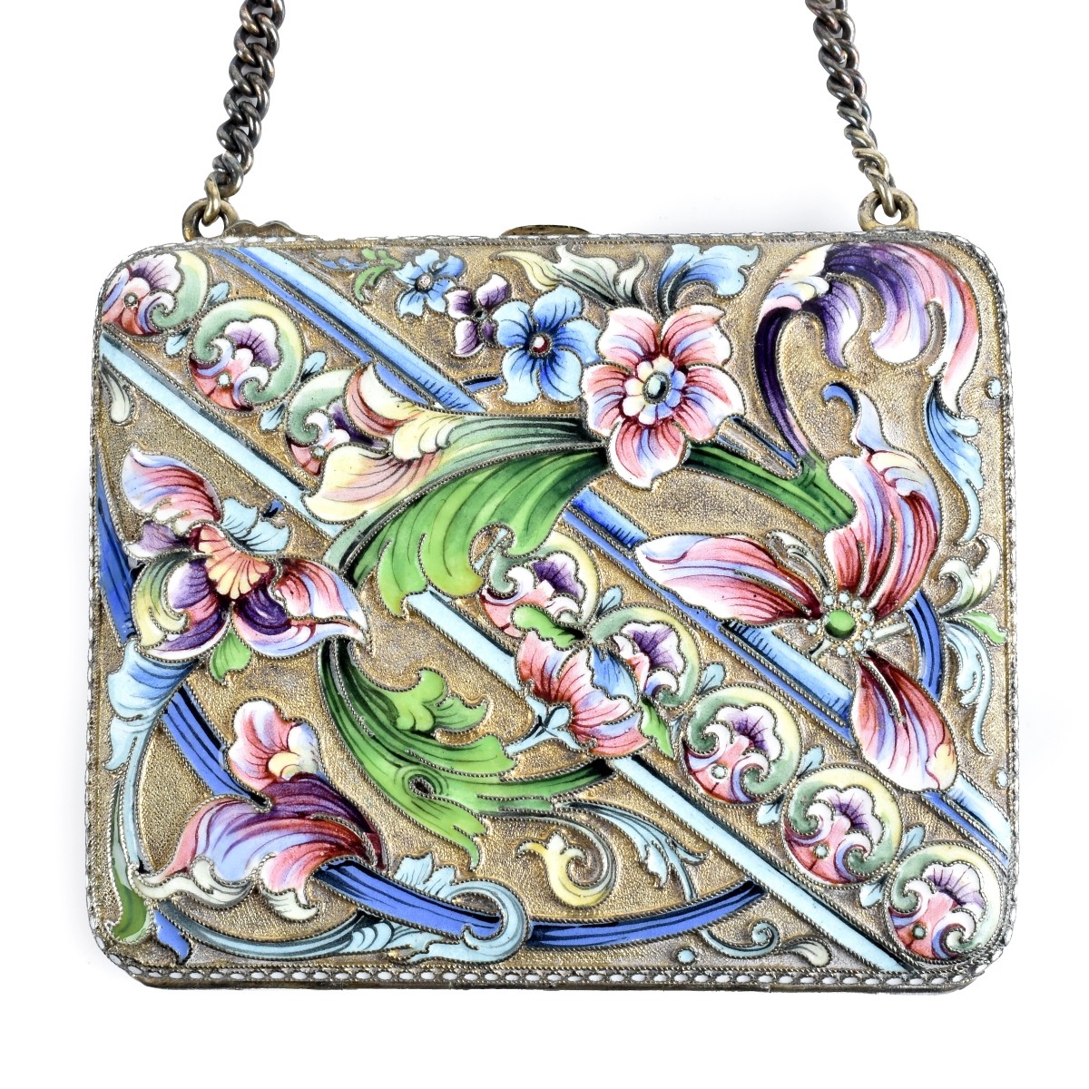 Russian Enamel Silver Gilt Purse