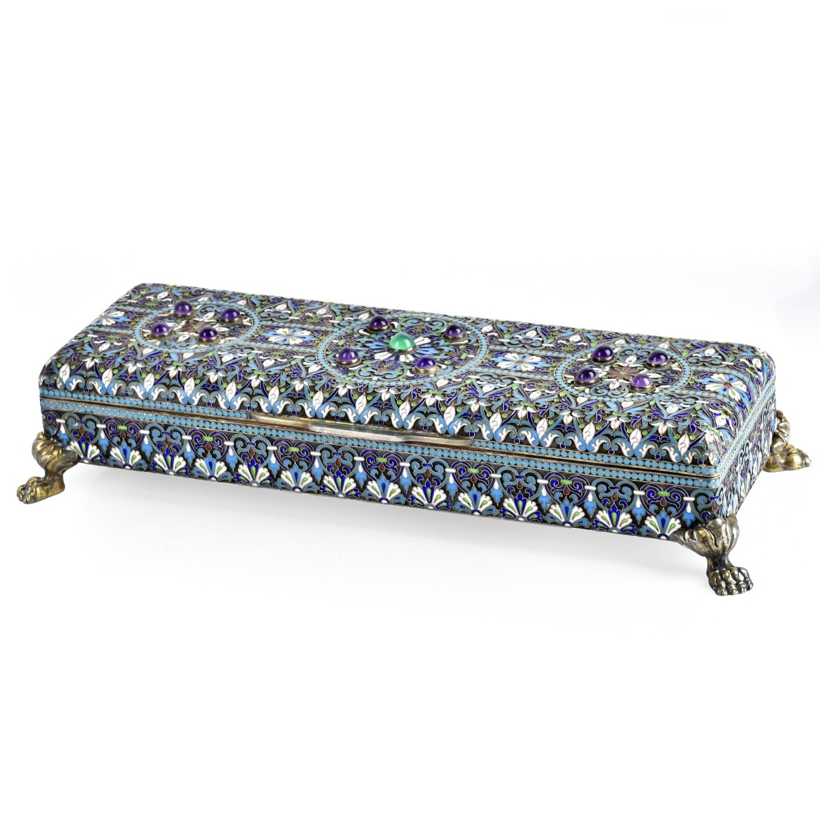 Russian Enamel Silver Gilt Box