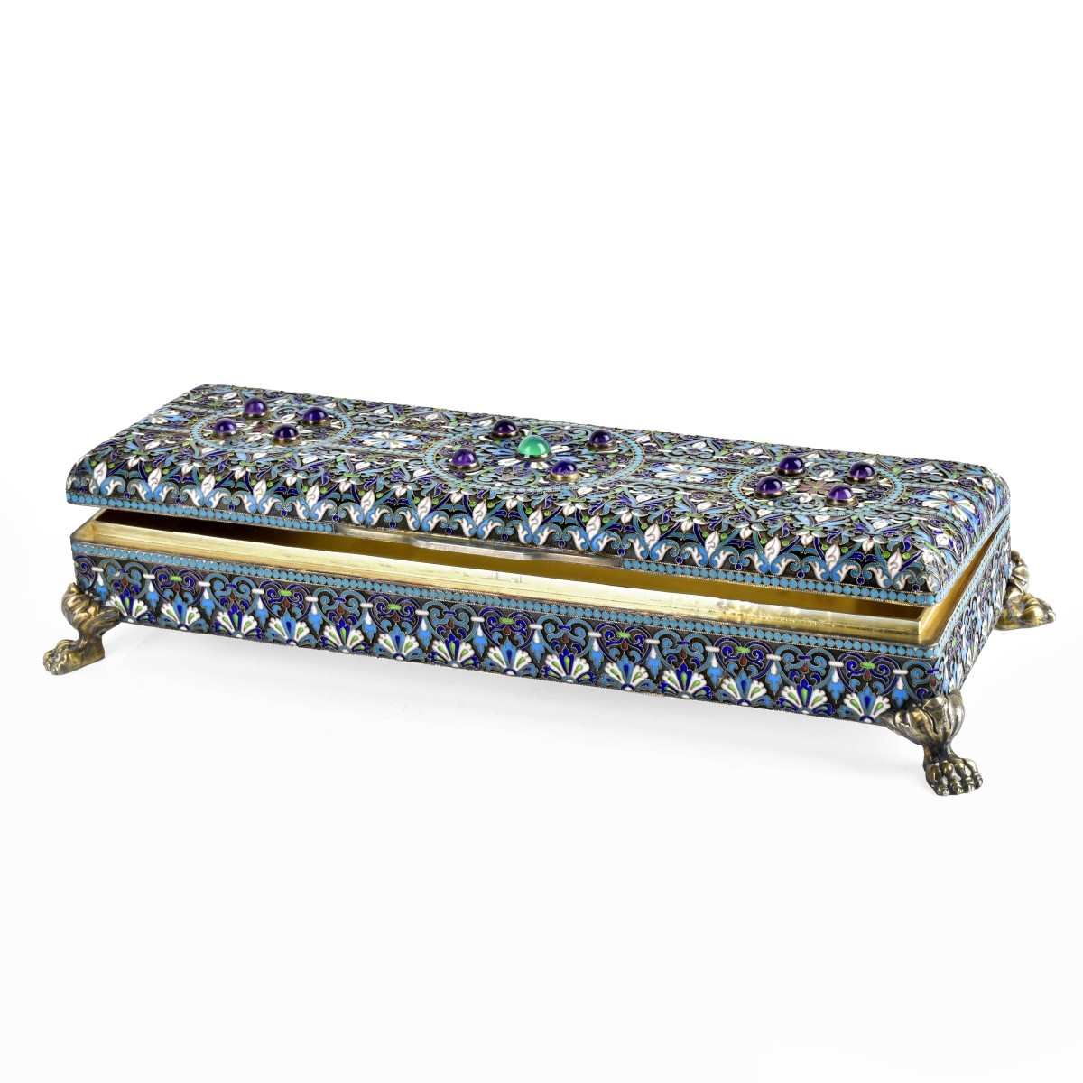 Russian Enamel Silver Gilt Box