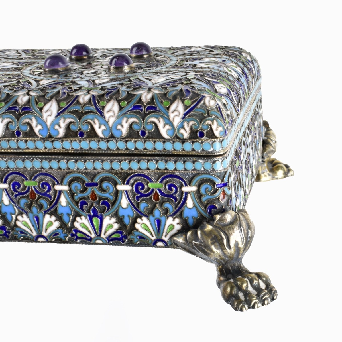 Russian Enamel Silver Gilt Box