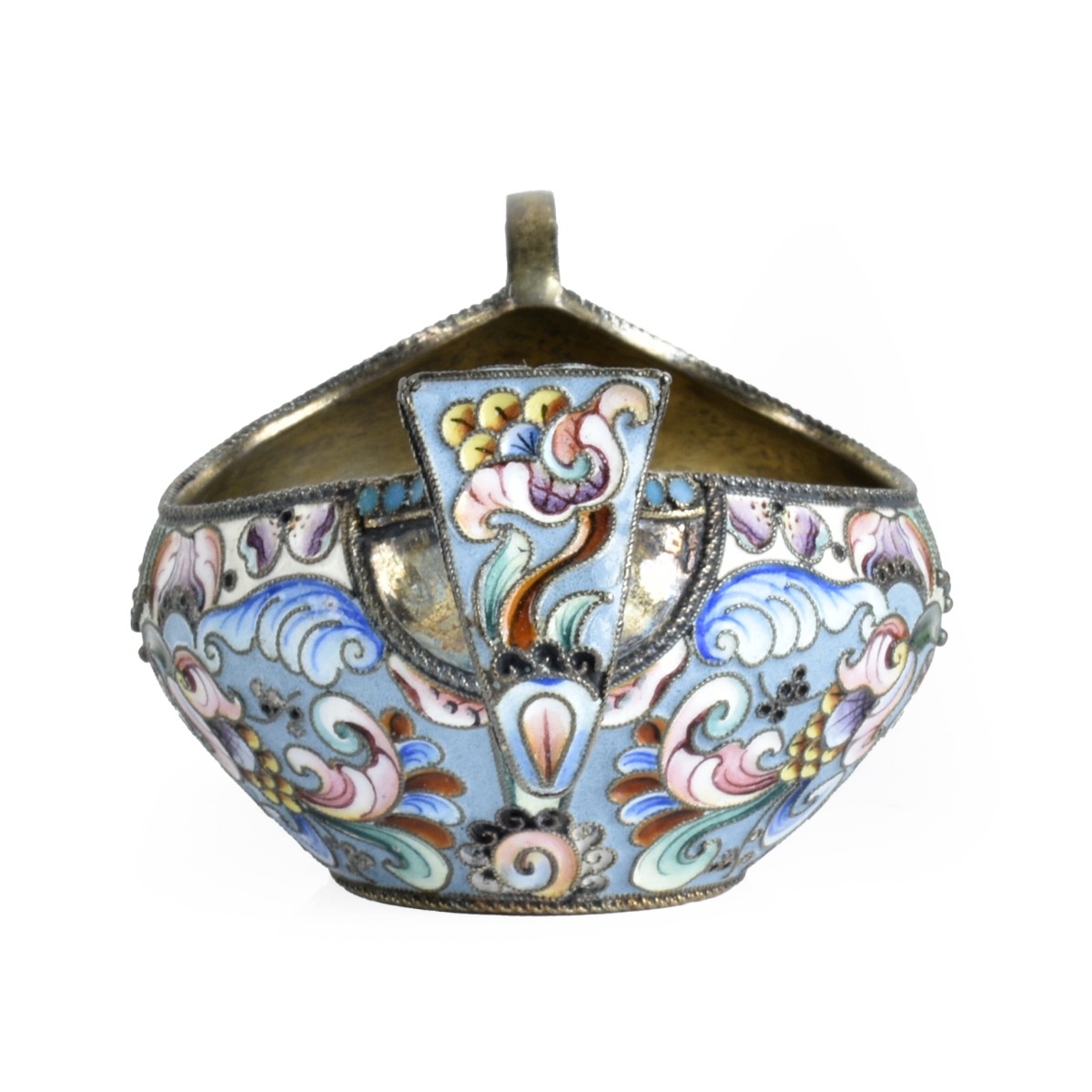 Russian Enamel Silver Gilt Kovsh