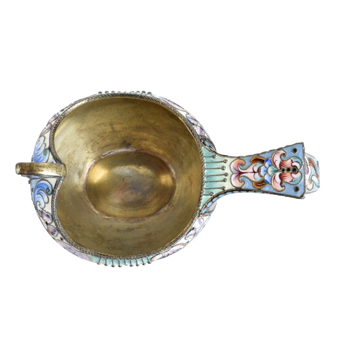 Russian Enamel Silver Gilt Kovsh