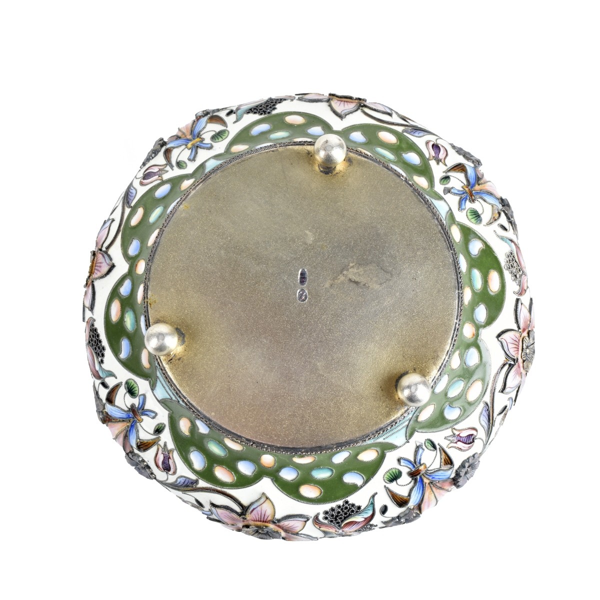 Russian Enamel Silver Sugar Basket