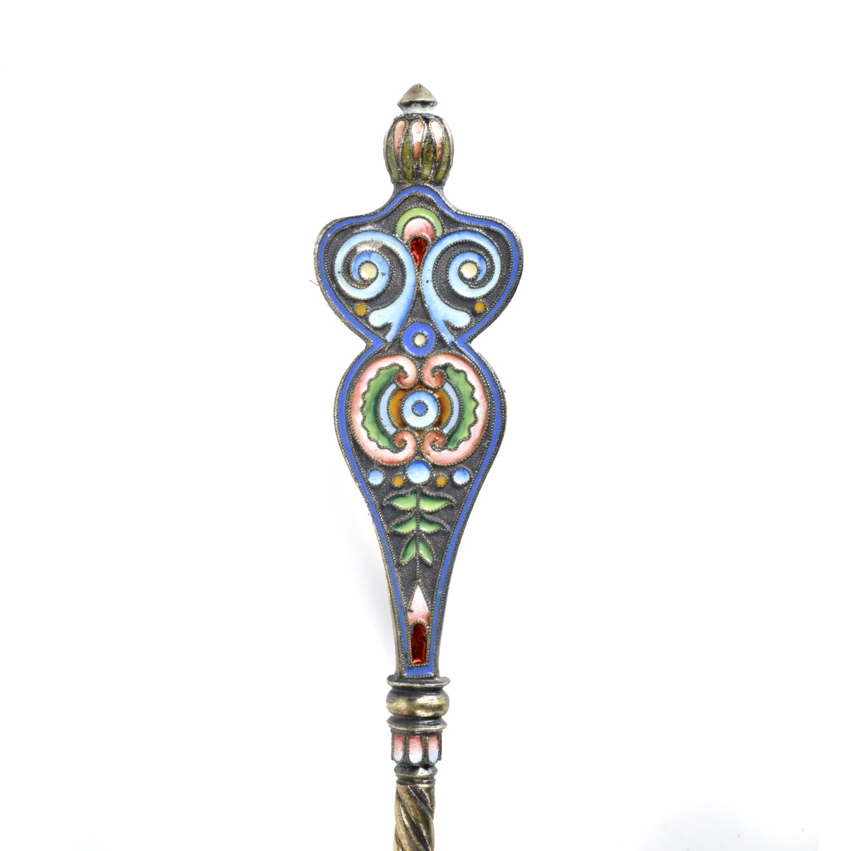 Russian Enamel Silver Gilt Serving Spoon