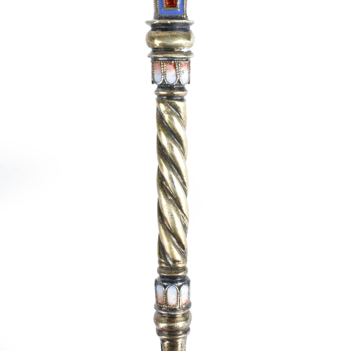 Russian Enamel Silver Gilt Serving Spoon
