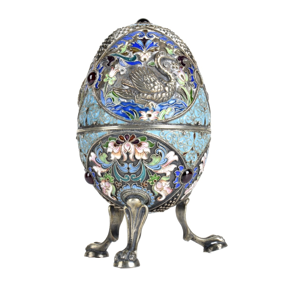 Russian Enamel Silver Egg