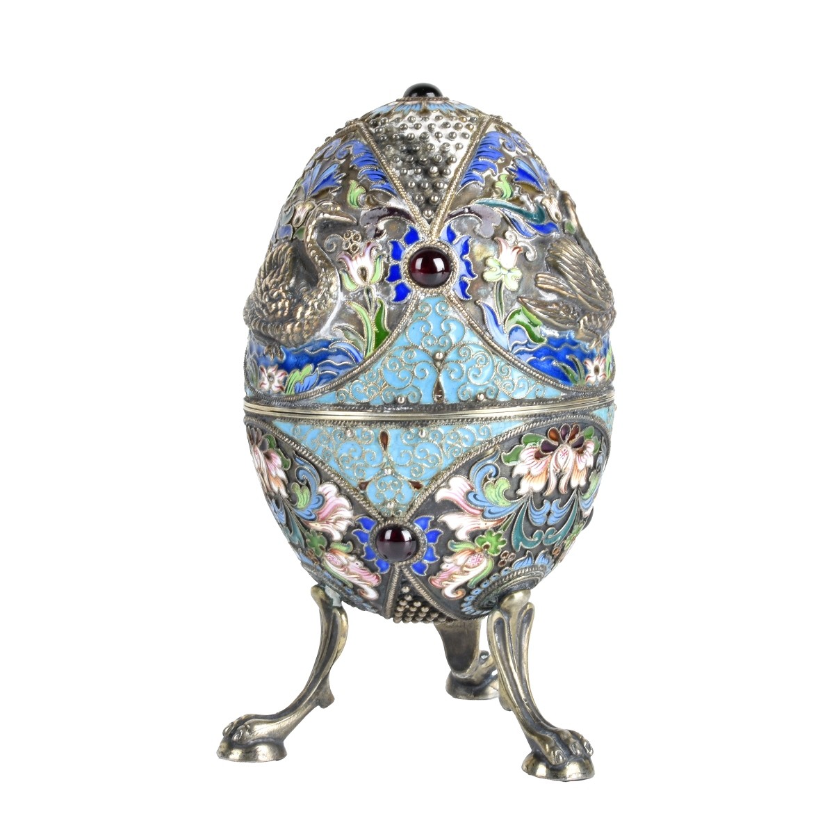 Russian Enamel Silver Egg