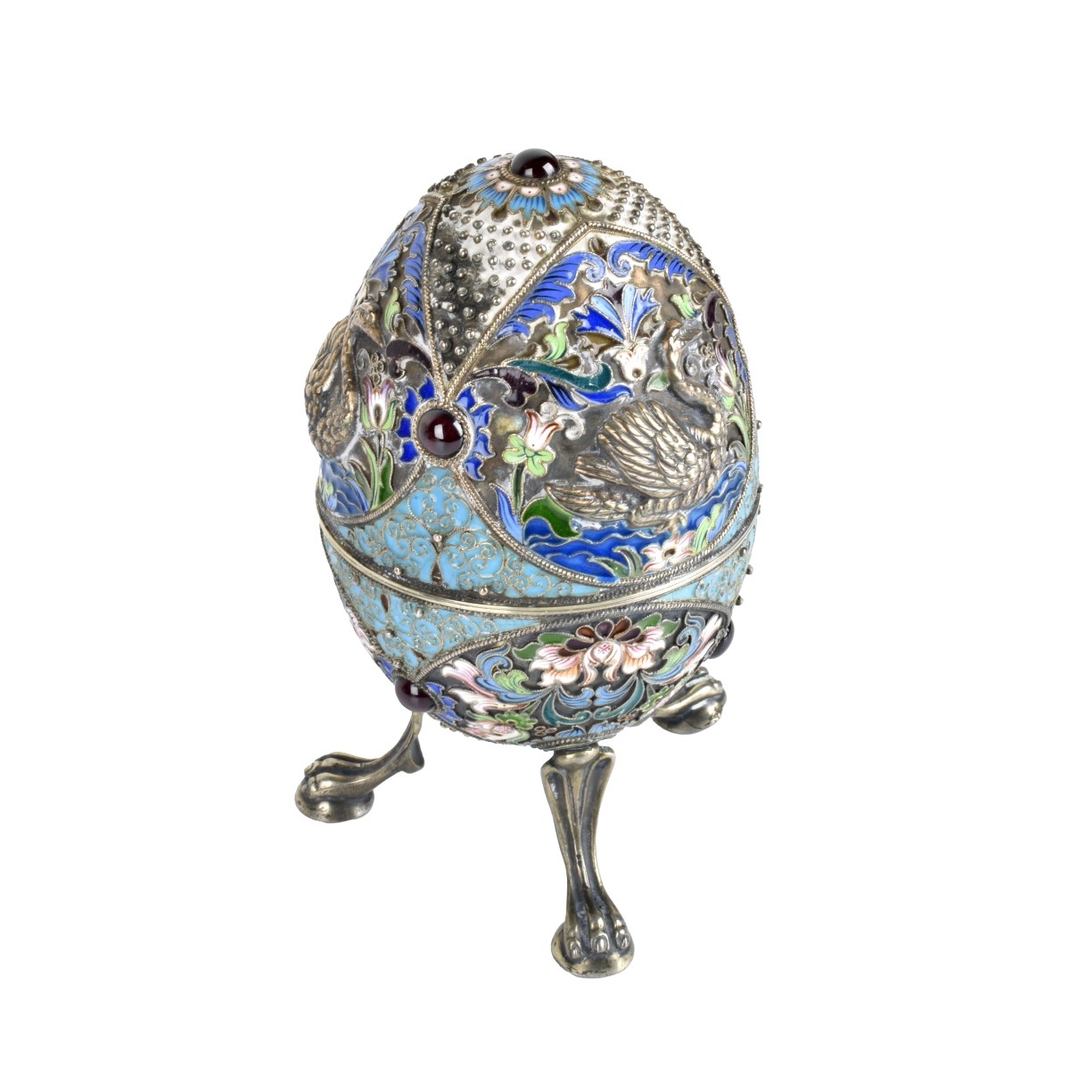 Russian Enamel Silver Egg