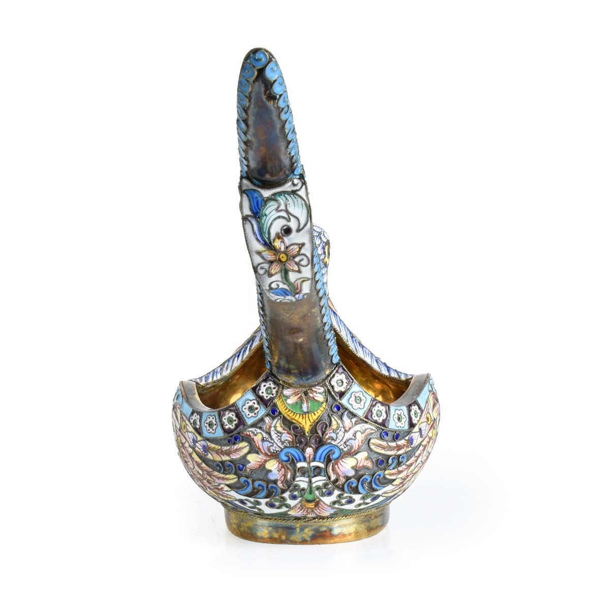 Russian Enamel Silver Gilt Kovsh