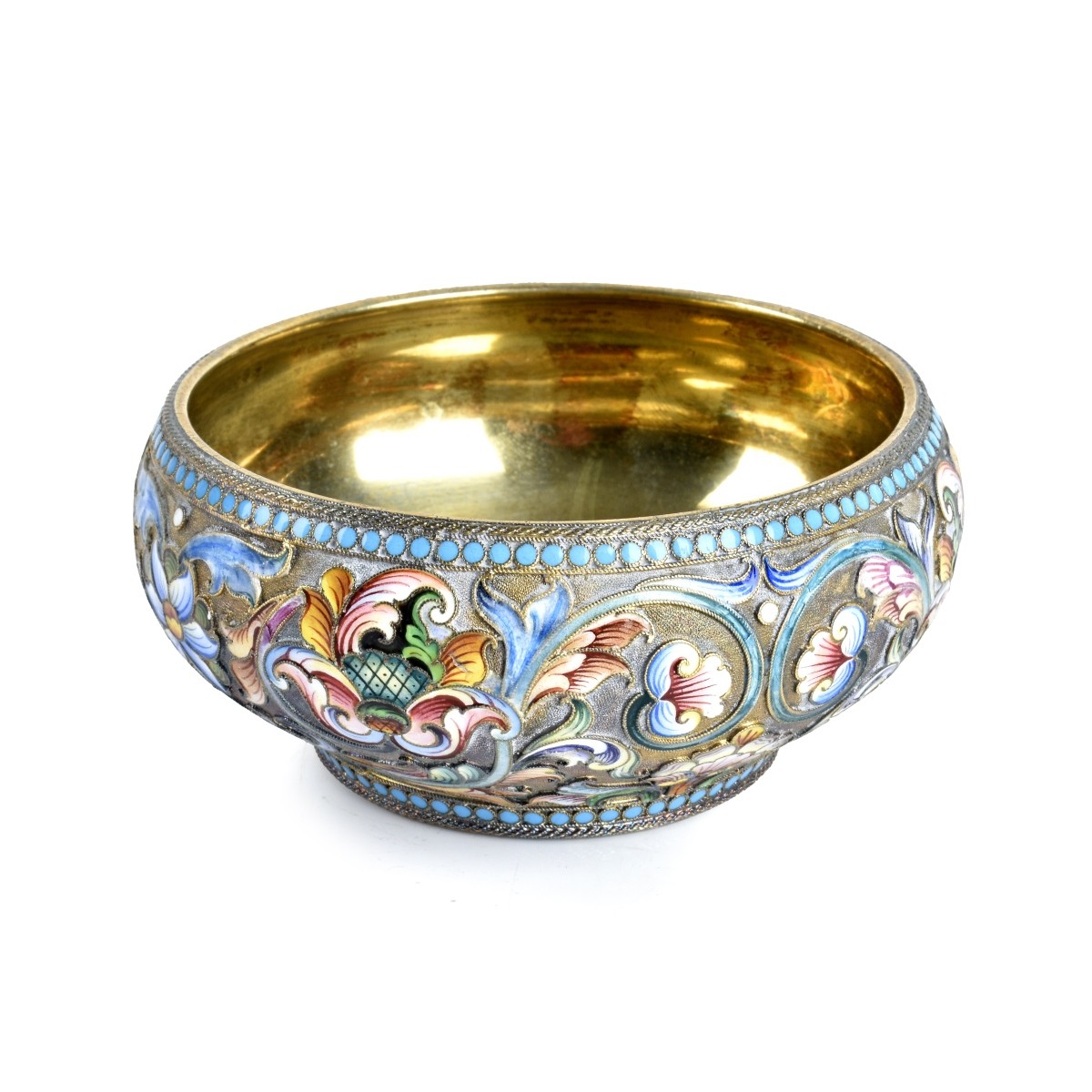 Russian Enamel Silver Gilt Bowl