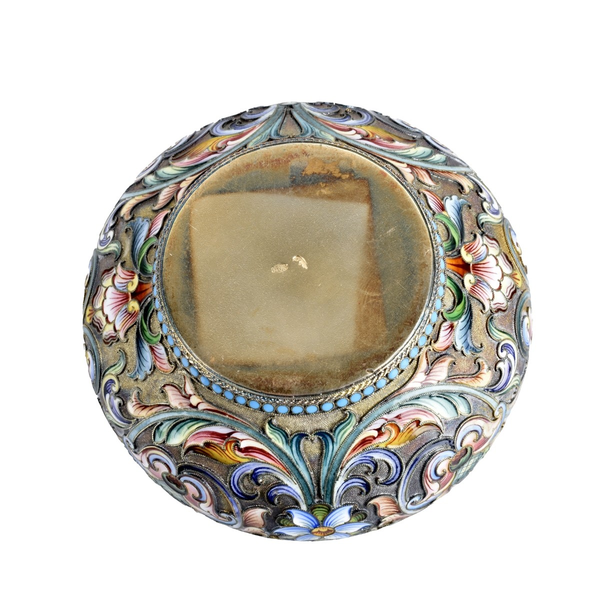 Russian Enamel Silver Gilt Bowl