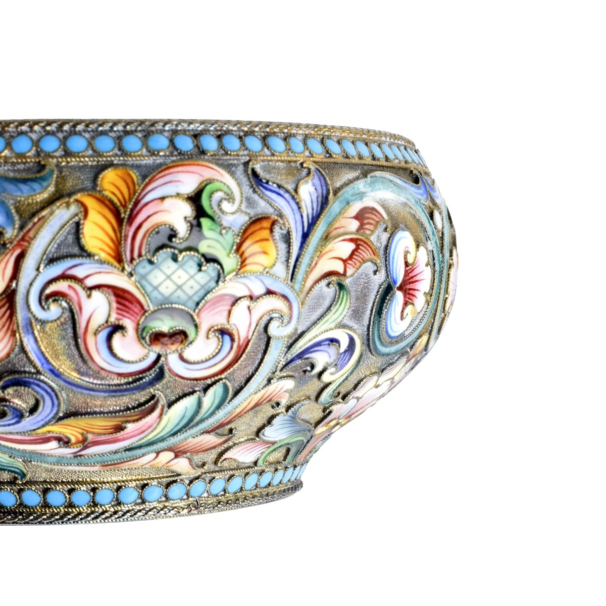 Russian Enamel Silver Gilt Bowl