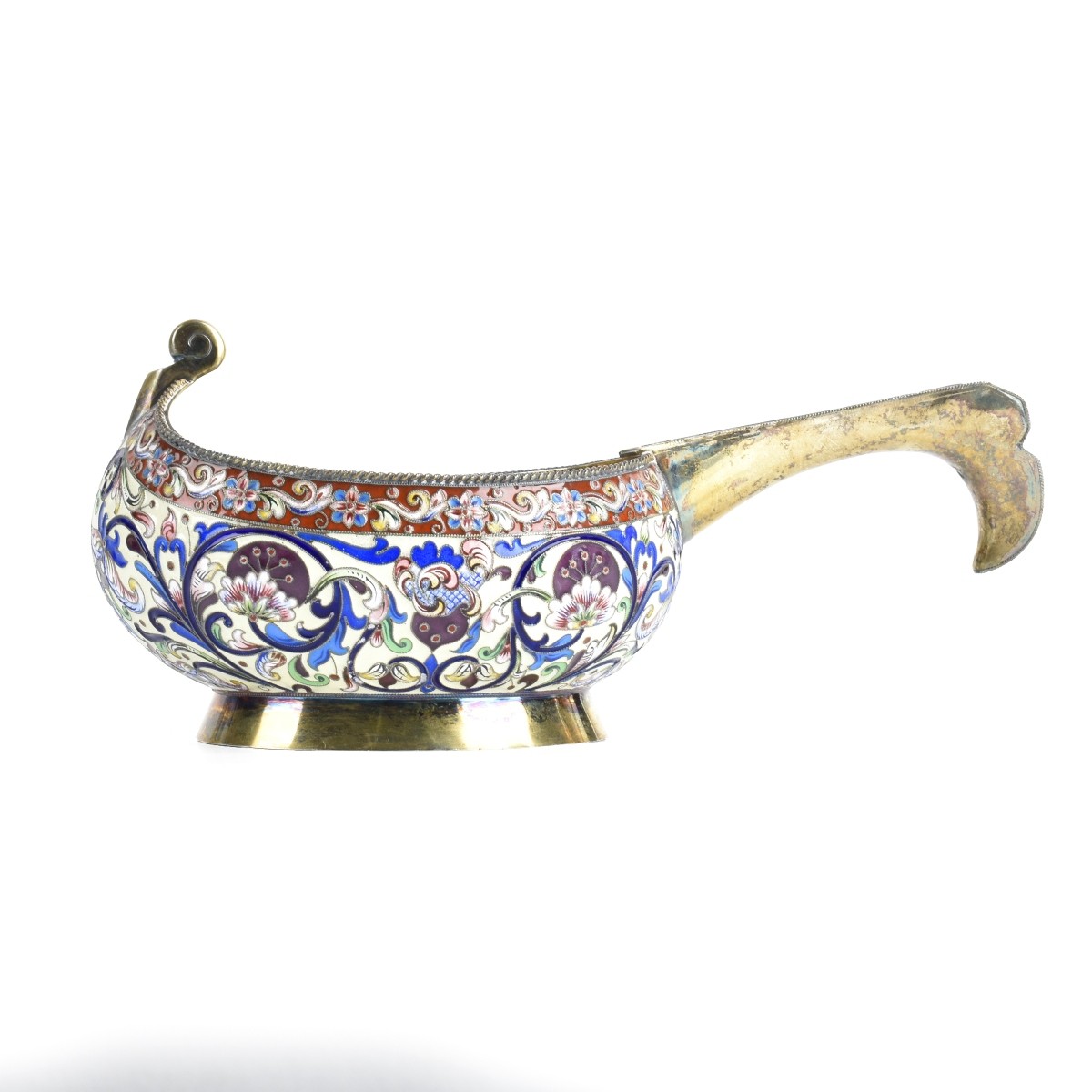 Russian Enamel Silver Gilt Kovsh