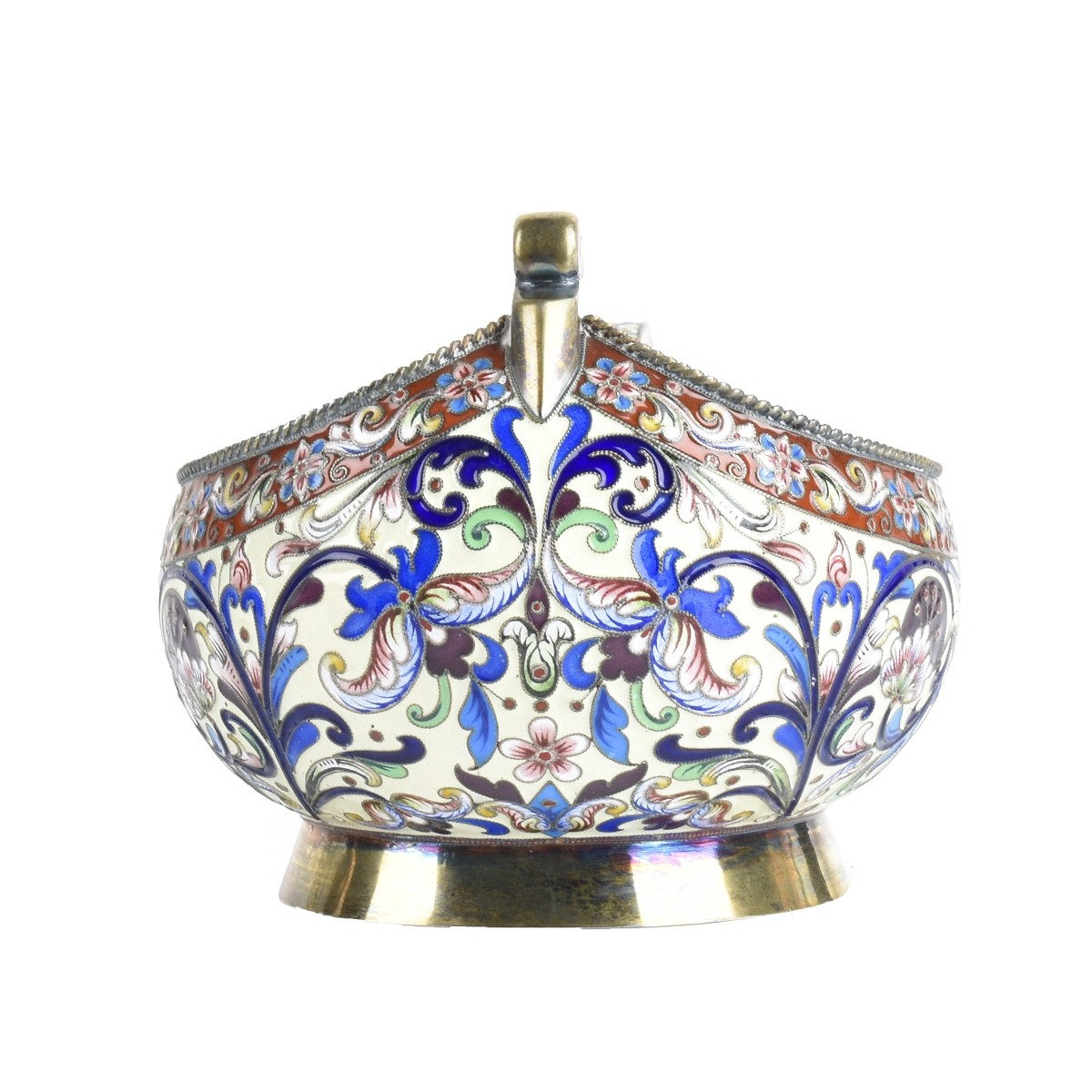 Russian Enamel Silver Gilt Kovsh