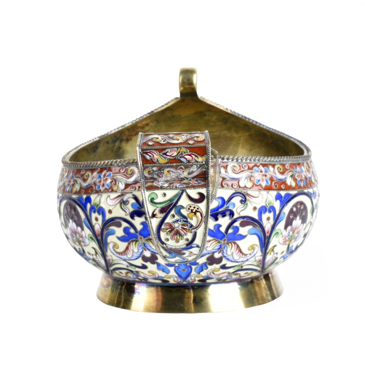 Russian Enamel Silver Gilt Kovsh