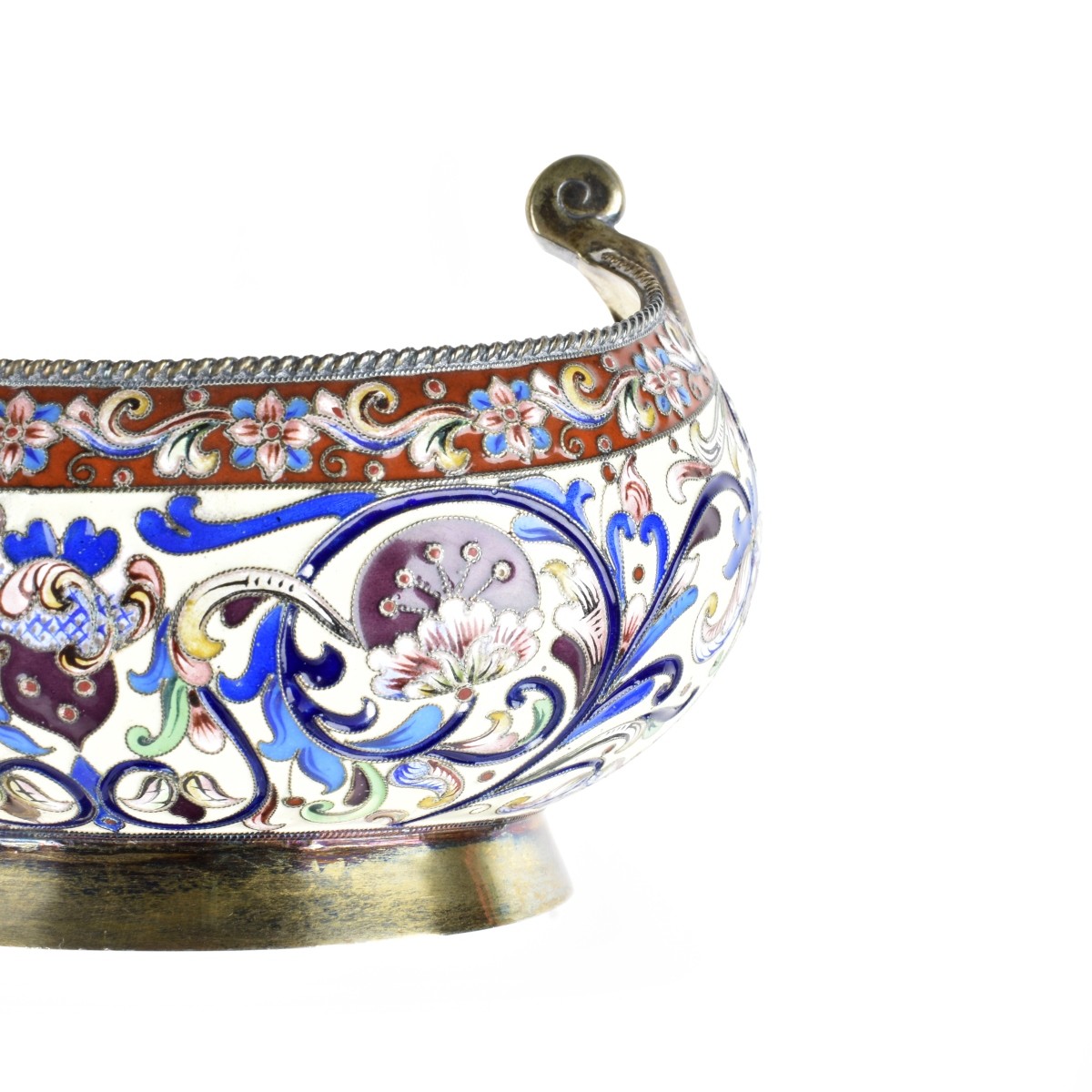 Russian Enamel Silver Gilt Kovsh