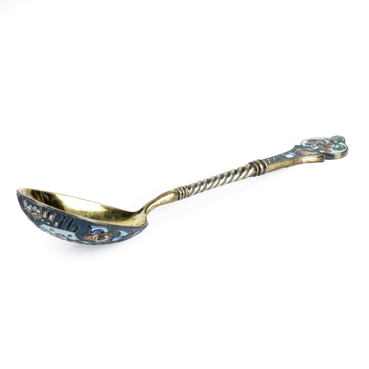 Russian Enamel Silver Gilt Spoon