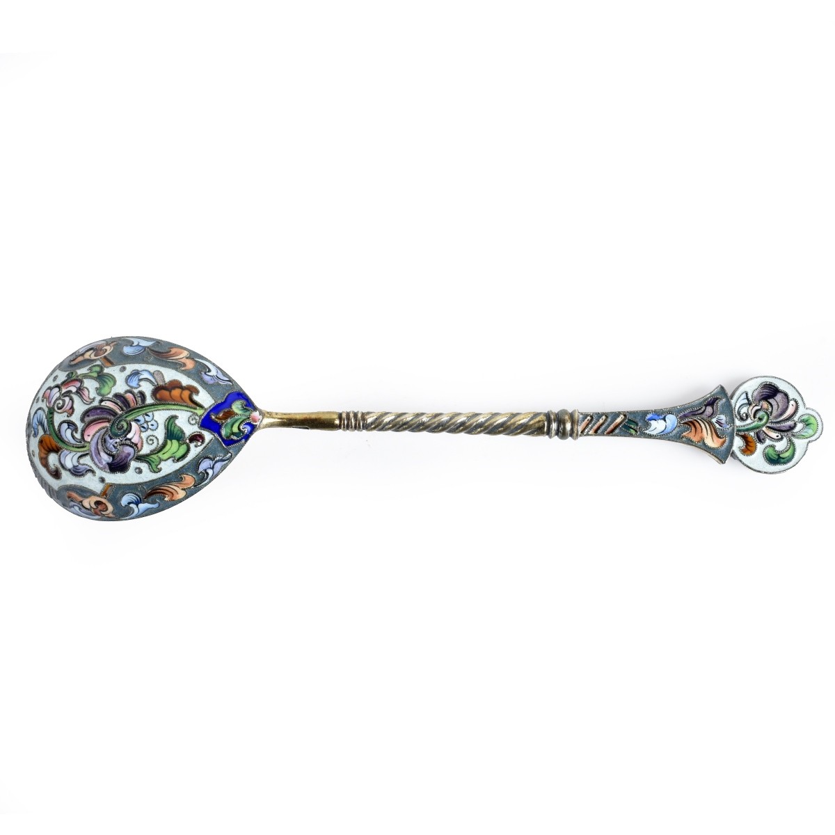 Russian Enamel Silver Gilt Spoon