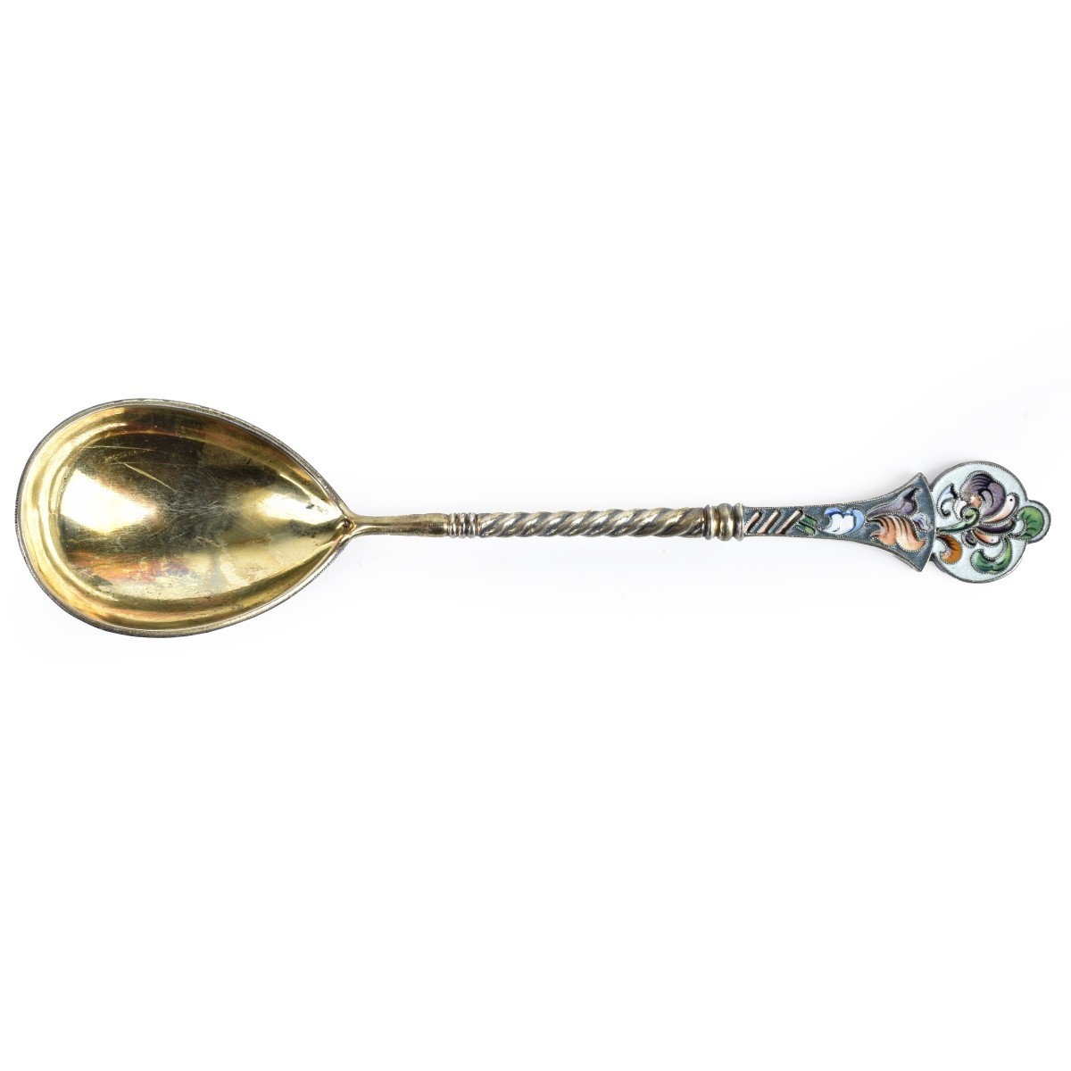 Russian Enamel Silver Gilt Spoon