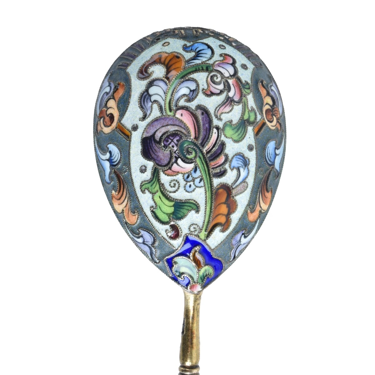 Russian Enamel Silver Gilt Spoon