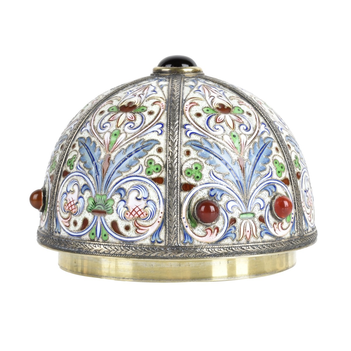 Russian Enamel Silver Egg and Stand