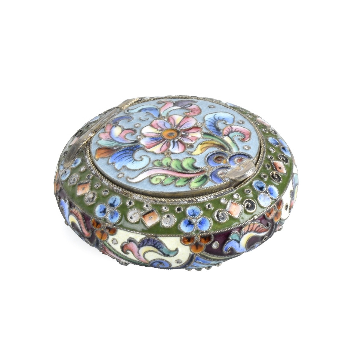 Russian Enamel Silver Bonbonnier