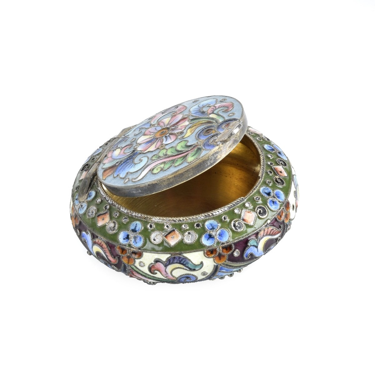 Russian Enamel Silver Bonbonnier