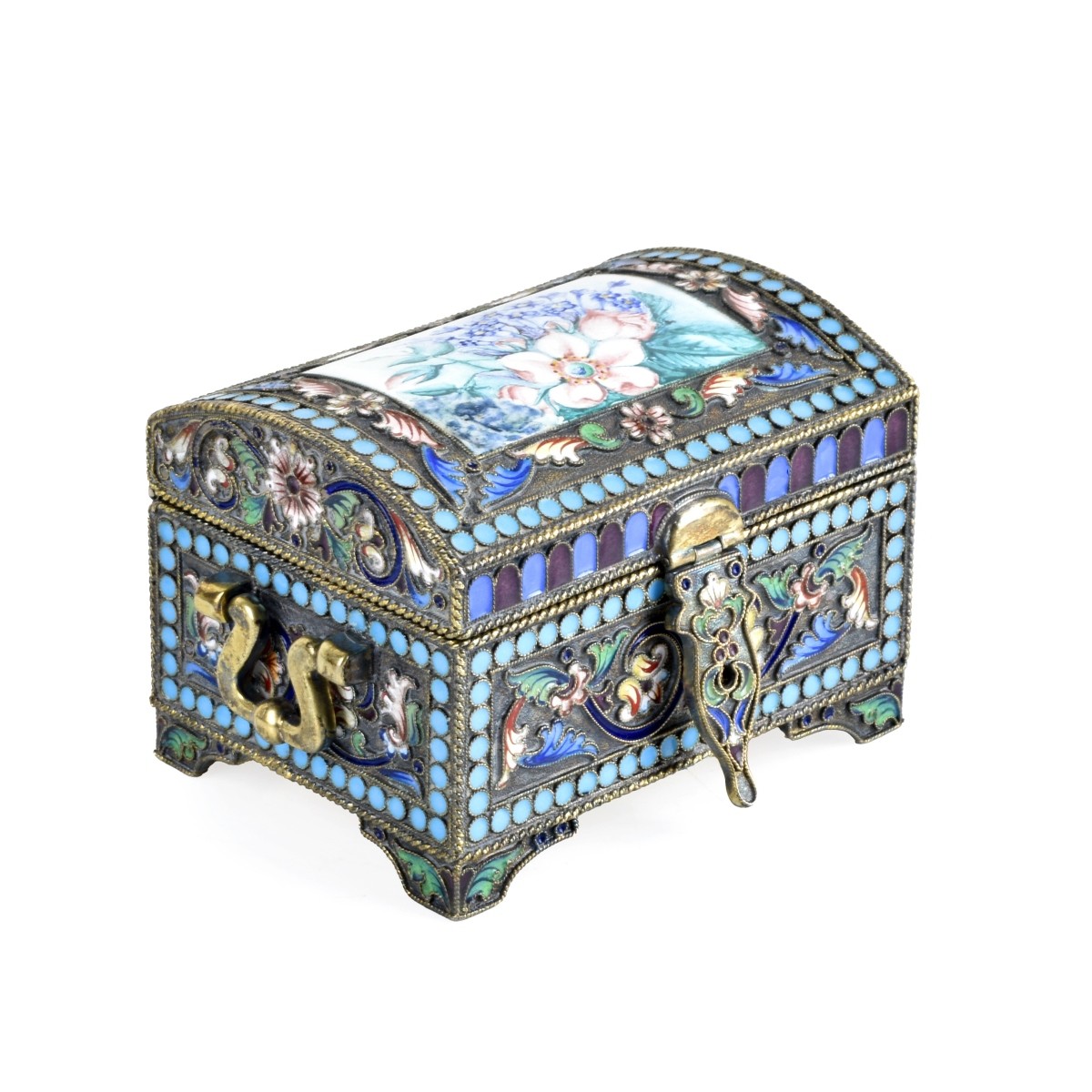 Russian Enamel Silver Gilt Box