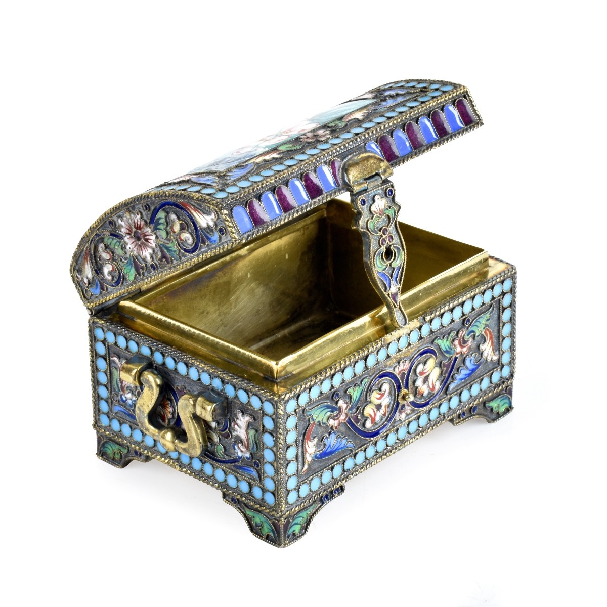 Russian Enamel Silver Gilt Box