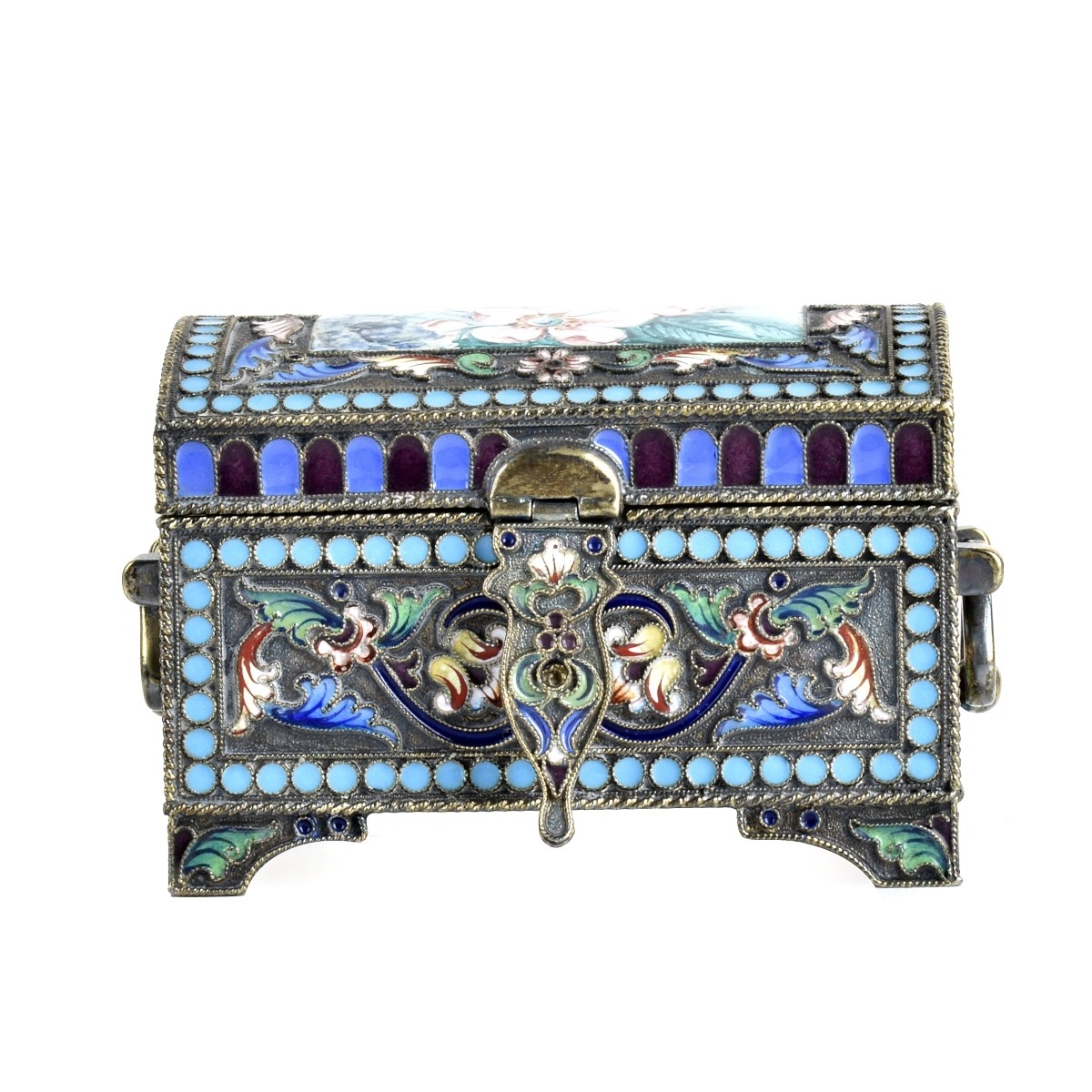 Russian Enamel Silver Gilt Box